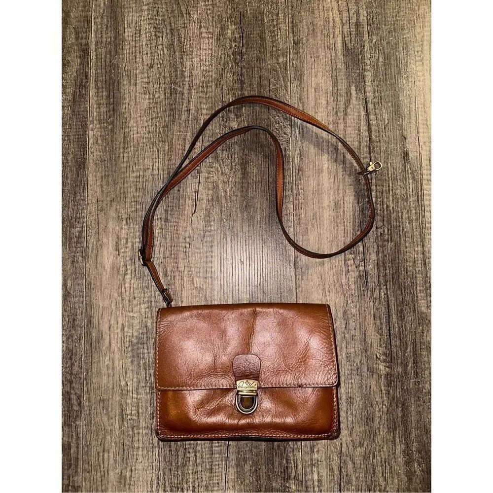 Patricia Nash Lanza Leather Crossbody Bag in Cognac Brown 100% Genuine Leather